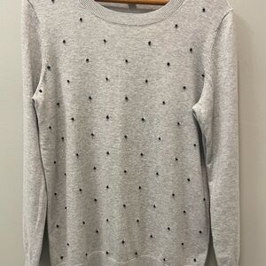 Tommy Hilfiger Gray Sweater with Navy Blue Knitted Polka Dots, size M
